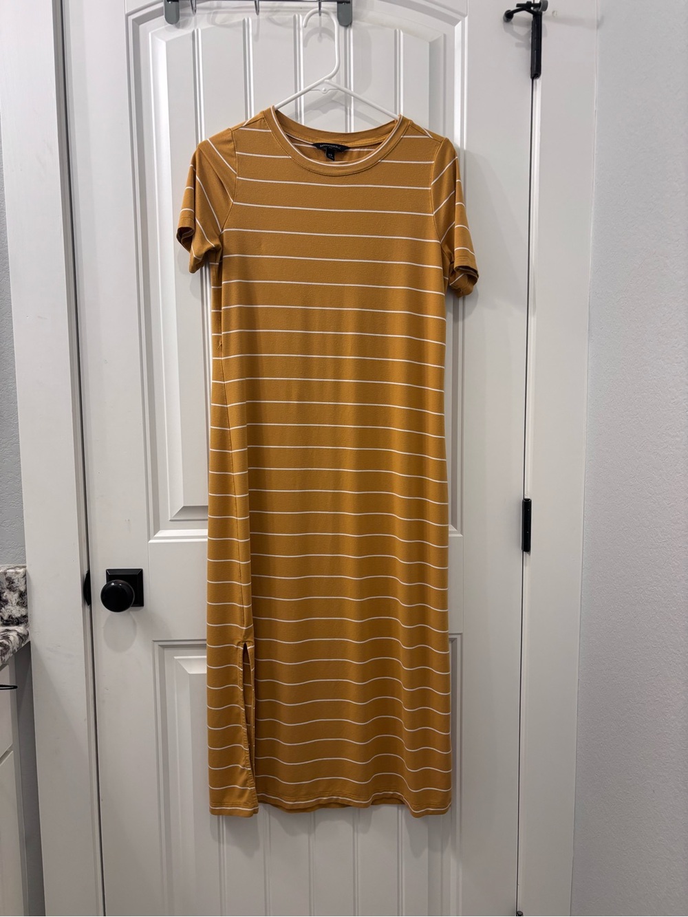 Banana Republic Mustard and White Striped Midi Dress